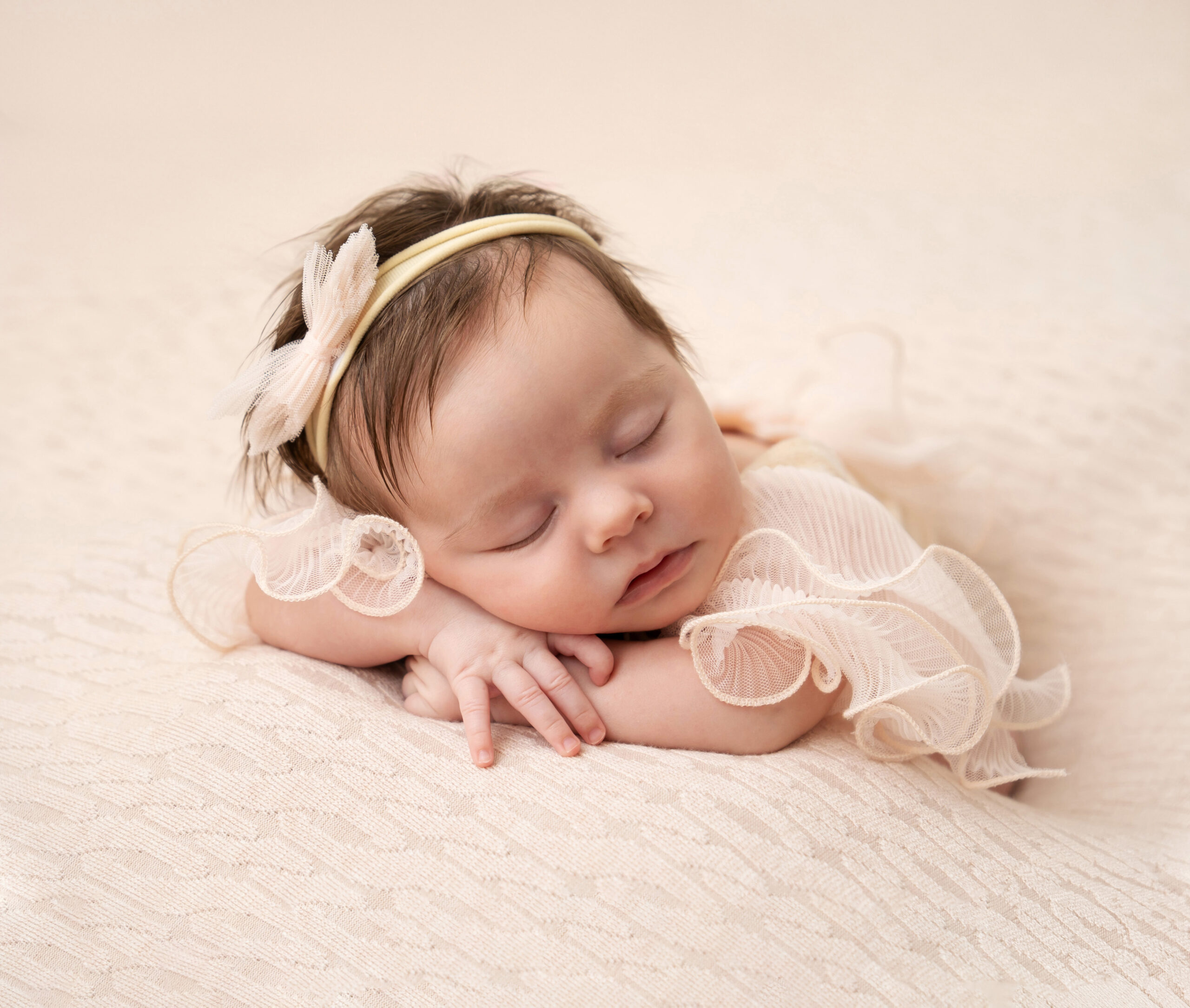 simple posed newborn baby girl photos in studio near st charles illinois